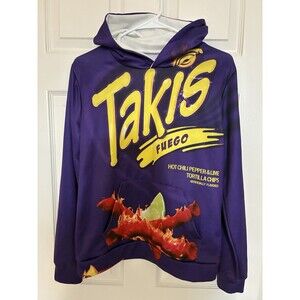 Takis Fuego Hoodie graphics front and back pocket kids size XL